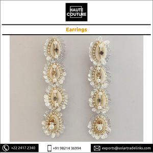 Cuentas bordadas a mano para mujeres, joyería hecha a mano, pendientes de conchas de cauri - Product Image 2