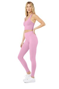 Women Sexy pink Yoga Set Custom Made Bra and <b>Legging</b> with High Quality Material Breathable Yoga Wears with Custom Design - Product Image 2
