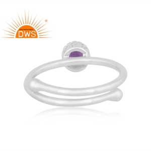 Bague en pierre d'améthyste naturelle, anneau en argent Sterling fin, empilable, fabricant de bijoux - Product Image 4
