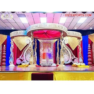 Gujarati boda decoración Cisne tema Mandap personalizar Ceremonia de boda india Durable Mandapam diseñador estilo moderno decoraciones Reino Unido - Product Image 1