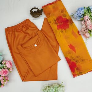 Kurti / Top Plazo / pantalon uni jaune orange tournesol avec dupatta en organza présenté par Royal Export - Product Image 5