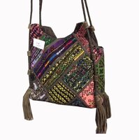 Tas Selempang Wanita Bordir Tangan Eksklusif Banjara Tradisional Multi-Warna Trendi Tahan Lama Gaya Bohemian dengan Ritsleting