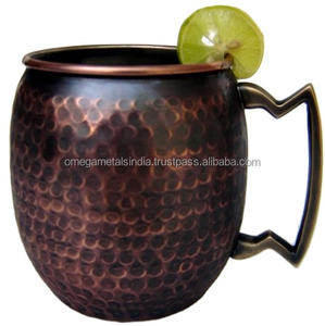 Tasse de mule de Moscou de meilleure qualité avec poignée en cuivre Texture martelée Cuivre pur avec tasses en cuivre poli miroir - Product Image 1