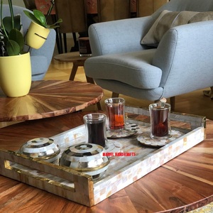 Ramadan Eid nacre bois artisanat plateau Bakhoor brûleur décor à la maison sous-verres boîte de rangement encens Oud brûleur plats et assiettes - Product Image 2