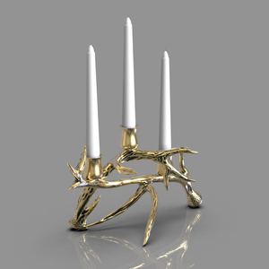 เชิงเทียนทองเหลืองหล่อแบบทันสมัยทันสมัยเชิงเทียนทรงกิ่งไม้เทียน3อันสำหรับตกแต่งบ้านและใช้ในโบสถ์ - Product Image 1