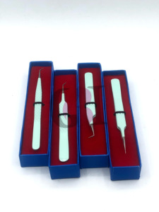 Professionnel 45 & 90 degrés Seaglass poudre revêtement extension de cils pince à épiler pointe argentée outil de beauté en acier inoxydable - Product Image 4