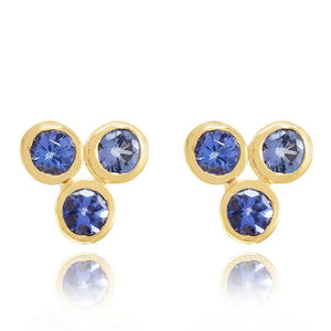 ต่างหูทองชุบประดับเพชรแทนซาไนต์ 3 เม็ด เงินแท้ 925 ดีไซน์หรูหรา เหมาะสำหรับงานแต่งงานและเป็นของขวัญ - Product Image 2