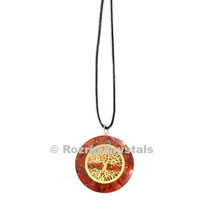 Red jasper <b>Tree</b> of Life Orgonite Pendant - Product Image 1