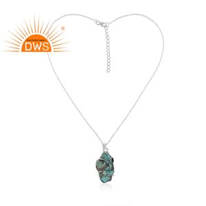 Collar con Colgante de Plata de Ley 925 con Turquesa Natural de Arizona, Regalo de Boda Moderno para Mujer - Product Image 2