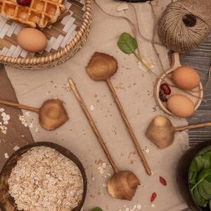 Leaf Wooden <b>Spoon</b> Hand Carved Organic Kitchen Utensils - Product Image 1