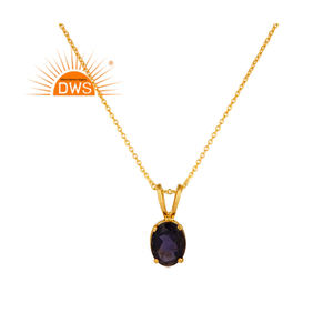 Collar con colgante de plata de ley, colgante de piedras preciosas de Iolite, joyería de plata al por mayor, novedad - Product Image 1