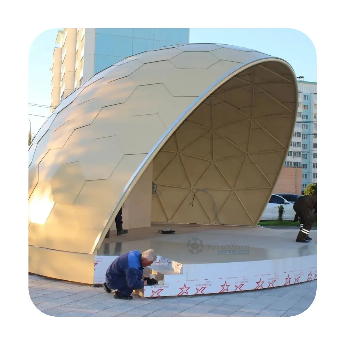 Geodätische Kuppel konzertbühne plattform, Durchmesser 8 m, Vandalen sicher, 70 Jahre Lebensdauer, Bestes Design und beste Technologie