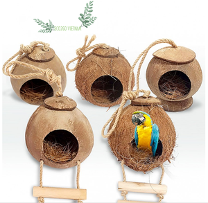 บ้านนกและรังนกทำจากเปลือกมะพร้าวธรรมชาติแบบเป็นมิตรต่อสิ่งแวดล้อม Eco2go เวียดนาม สำหรับนกขนาดเล็ก นกฟินช์ และนกเลิฟเบิร์ด - Product Image 1