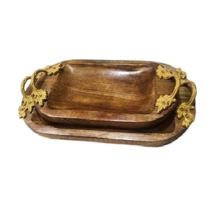 Luxueux Rectangle Forme Grossiste De Plateau De Service En Bois Classique Fait À La Main Fantaisie Plat De Service Plateau De Service En Bois - Product Image 6