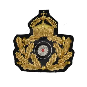 Best Quality Gold Blazer Badges Crest Bullion Hand Embroidery Badges