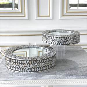 Venta al por mayor nuevo diseño de alta calidad de la madre de la perla RP bandeja para servir con espejo arriba de Vietnam - Product Image 2