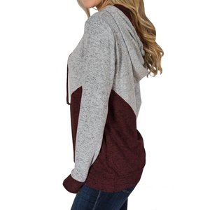 Women Color Block Long Sleeve Drawstring Hooded Top - Product Image 3