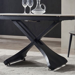 Mesa de Comedor Plegable Multifuncional B5702 con Base de Metal y Piedra Sinterizada, Altura Ajustable, Convertible en Mesa de Centro - Product Image 4
