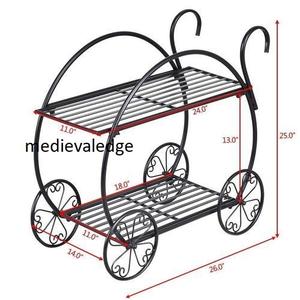 <b>Garden</b> Cart Stand Plant Holder 2 Tier Display Rack Heavy Duty <b>Metal</b> Home Decorative Plant Display - Product Image 4