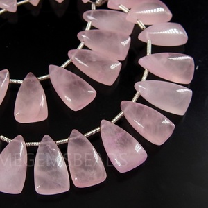 <b>Rose</b> <b>Quartz</b> Smooth Long Trillion 15X8MM Briolette Pyramid Teardrop Drop <b>Earring</b> Pair Wholesaler Supplies - Product Image 1