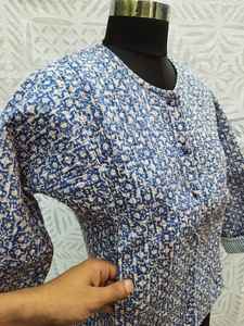 Chaquetas de Tela con Estampado en Bloque al por Mayor, con Cierre de Botones Acolchados de Algodón, Bolsillos, Abrigo Nehru Cálido de Invierno, Ropa de Mujer - Product Image 3