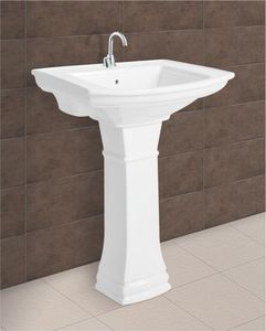 Prix compétitif Lavabo Eon en céramique le plus populaire pour sanitaires avec piédestal 450x350mm pour salle de bain. - Product Image 4