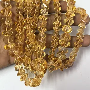 Natural Citrine Stone Faceted Twisted Rondelle Gemstone Beads Strands Strings For Jewelry Making Necklaces Bracelets Genuine