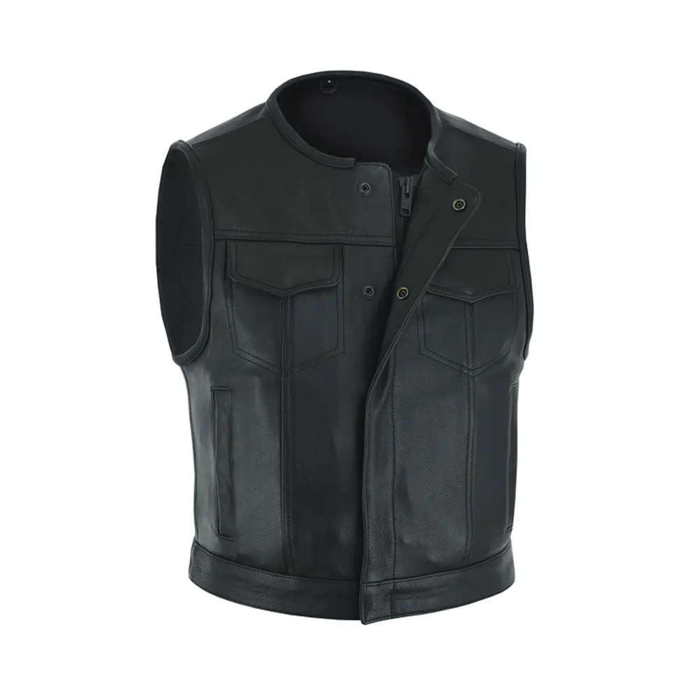 Hot style Custom label Wholesale Leather Vest ODM services High impact Latest fashion Leather Vest