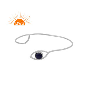 Natural Lapis Lazuli Gemstone Bangle <b>Adjustable</b> <b>Silver</b> Bangle Wholesale Eye Designer Sterling <b>Silver</b> Bangle Jewelry Supplier - Product Image 1