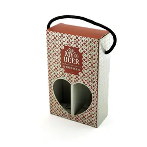 Custom Logo Printed Gift Pack Drinks Beer Paper Boxes with Handle