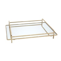 Newest Arrival Copper Plated Decorative Handcrafted Antique Wire Mirror Tray Rose Gold Plated Finishing Stylish