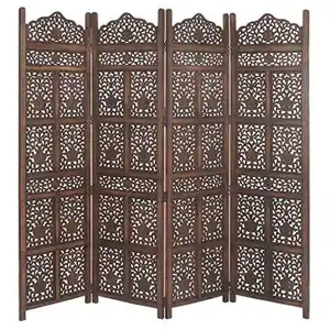 Wooden Partitions 4 Panels Room Divider for Home and Kitchen Wall