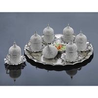 Service de tasses à café en argent turc, couleur or, avec Zircons, vaisselle de table, bohème, marocain, tasses à thé, de café, arabes turcs, fabriqué en turquie
