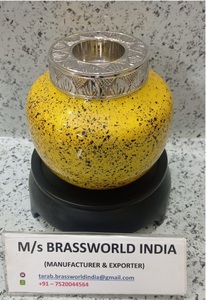 unique orange colour <b>tea</b> light cremation <b>urn</b> funeral supplies Brassworld India - Product Image 3