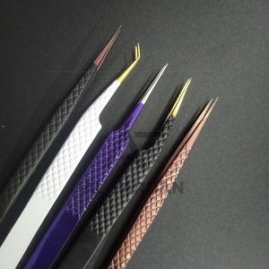 Pinzas de extensión de pestañas con logotipo personalizado y volumen de aislamiento, acero inoxidable sólido con punta puntiaguda - Product Image 5