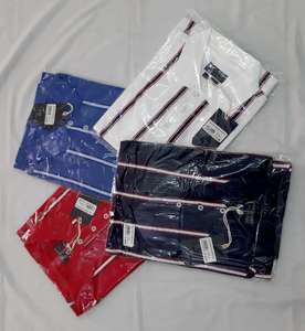 Overrun กางเกงขาสั้นแบรนด์เดิมแขนสั้นสำหรับผู้ชายผ้าคอตตอนลายทางผ้าอัดย้อมสำหรับสำนักงานธุรกิจ - Product Image 1