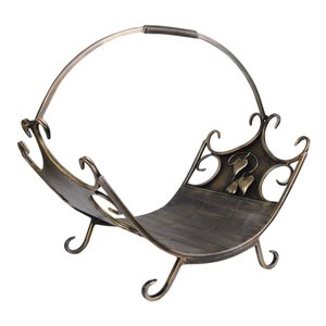 Estante de troncos de madera en metal con acabado recubierto de polvo negro Perfecto para accesorios de almacenamiento de leña al aire libre de servicio pesado - Product Image 1