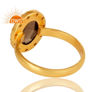 Latest Design Sterling Silver Natural Cz And Smoky <b>Quartz</b> Gemstone Statement <b>Ring</b> Jewelry For Women Gift For Her - Product Image 3