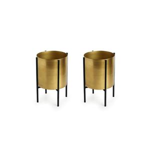Brass <b>Small</b> Metal <b>Pots</b> with Black Stand Eco-Friendly Indoor Plant <b>Pots</b> - Product Image 1