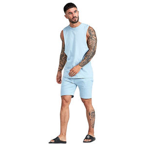 ชุดกีฬาสำหรับผู้ชายเซต2ชิ้นเสื้อยืดแขนสั้นและกางเกงขาสั้นชุดวอร์มลำลองสำหรับฤดูร้อน - Product Image 2