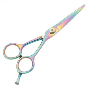 Hoja afilada de acero inoxidable Tijeras para el cabello Tijeras para cortar el cabello de salón de peluquería profesional de titanio multicolor 5,5"
