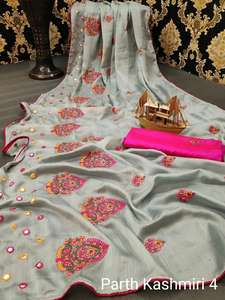 Sarees Soie Partie Porter Indien Dernier Designer Femmes Porter Sari avec Blouse Japon Satin Crape Soie Tissus Doux Impression Numérique Sari ApparelGarment - Product Image 3