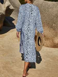 Venta caliente de las mujeres 100% de algodón Maxi vestido Floral leopardo tejido patrón elegante Casual transpirable Natural ODM pedidos bienvenidos para - Product Image 3