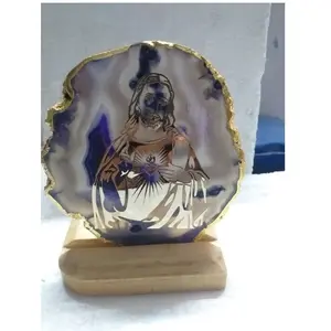 plaque with Jesus Christ image on wooden stand for Christmas and Home decoration