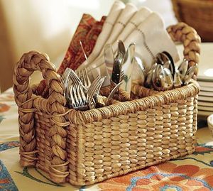 Water Hyacinth Cutlery Basket <b>Caddy</b> Holder With Handle For Home <b>Kitchen</b> best price made in Vietnam factory - Product Image 3