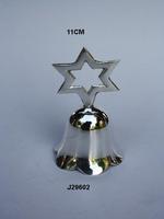Cloche en laiton plaqué argent avec poignée en croix fabriquée en laiton Cloche de Noël Cloche en métal plaqué argent X'mas