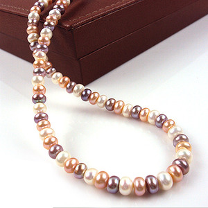 สร้อยคอประดับจี้เพทายรูปเรขาคณิตทำจากไข่มุกหลายสีทำจากสเตนเลสสตีล - Product Image 2