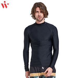 เสื้อว่ายน้ำรัดรูปแขนยาวสำหรับผู้ชายเสื้อสีพื้นผ้าไนล่อนสั่งทำโลโก้สำหรับยิม - Product Image 2