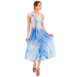Backless fashion women long casual <strong>dress</strong> tie dye V-neck <strong>string</strong> beach <strong>dresses</strong> - Product Image 3