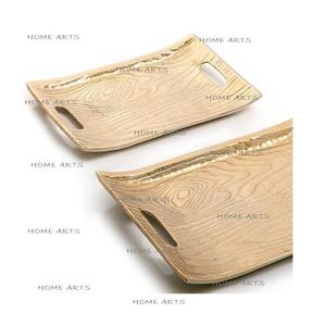 Plateau de service en aluminium couleur or pour chocolats, lot de 2 tailles différentes, plateau de service pour thé et café par Home Arts - Product Image 2